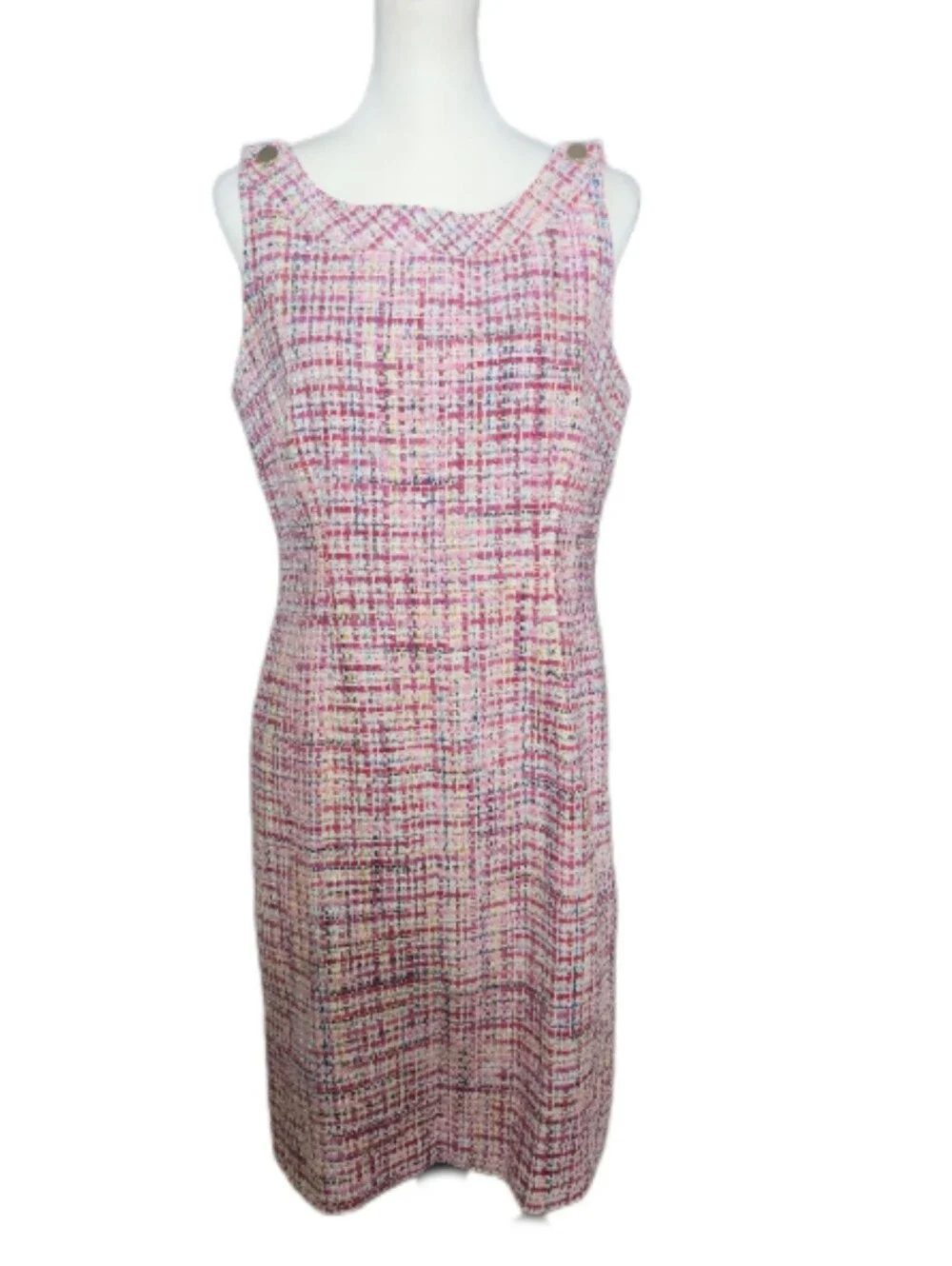RSVP By Talbots Tweed Ribbon Sheath Midi  Dress, Lined, Sleeveless, 8